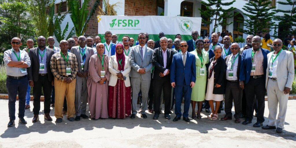 Group shot outside meeting space in Ethiopia